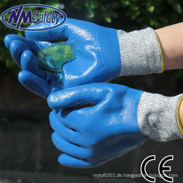NMSAFETY schnittfeste und chemikalienbeständige blaue Handschuhe